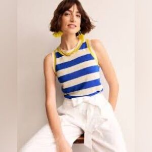 Boden Vibrant Blue and White Striped Tank Top